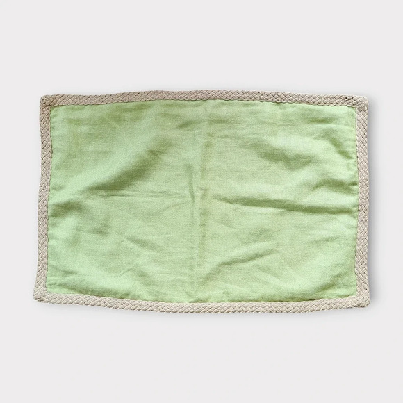 Pottery Barn Linen Pillow Cover 16"X26" Celery Braided Jute Trim Sham Farmhouse - Picture 1 of 8